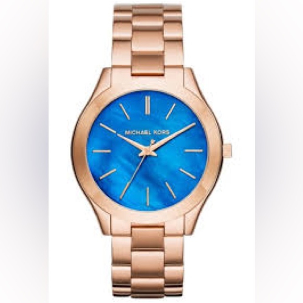 Michael Kors Rose Gold and Blue Women's Watch